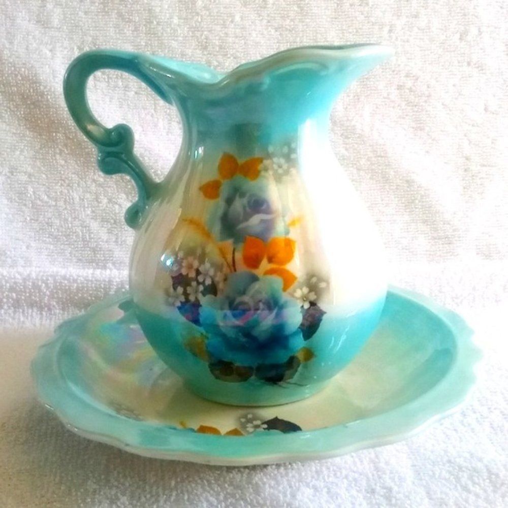 Home By Lu Tacoma Small Decorative Washbowl With Pitcher